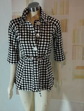 Self Esteem Black and White Polka Dot Belted Blazer
